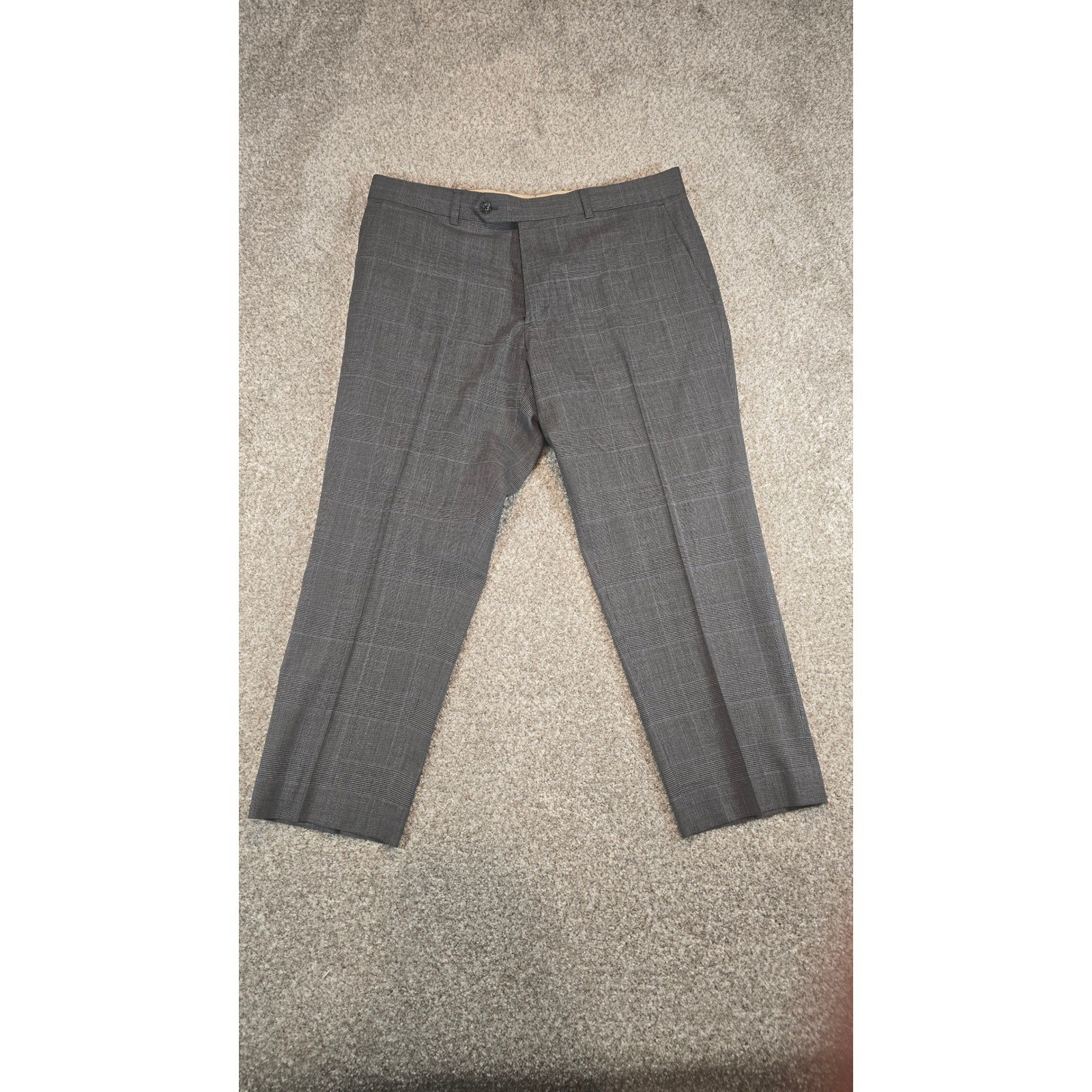 Brooks Brothers Explorer Vitale Barberis Canonico Grey Plaid Dress Pants 36x23.5