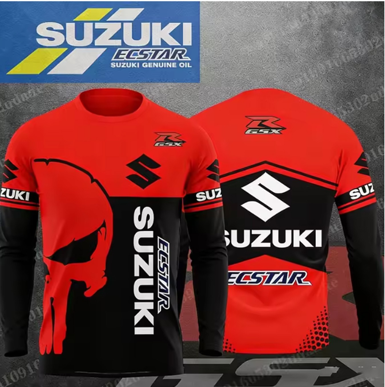 Custom Nam Suzuki Racing Team Red 3D Men's Long Sleeve Shirt S-5XL