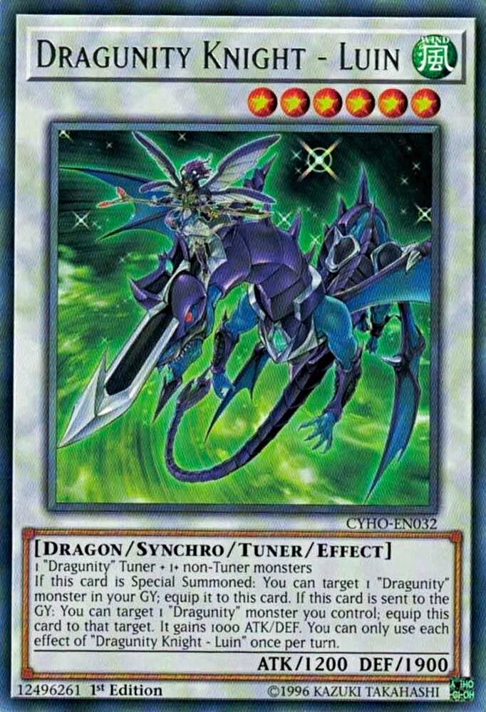 Konami Yu-Gi-Oh Dragunity Knight - Luin CYHO-EN032 Super Rare Foil 1st Konami Yu-Gi-Oh Dragunity Knight - Luin CYHO-EN032 Super Rare Foil 1st