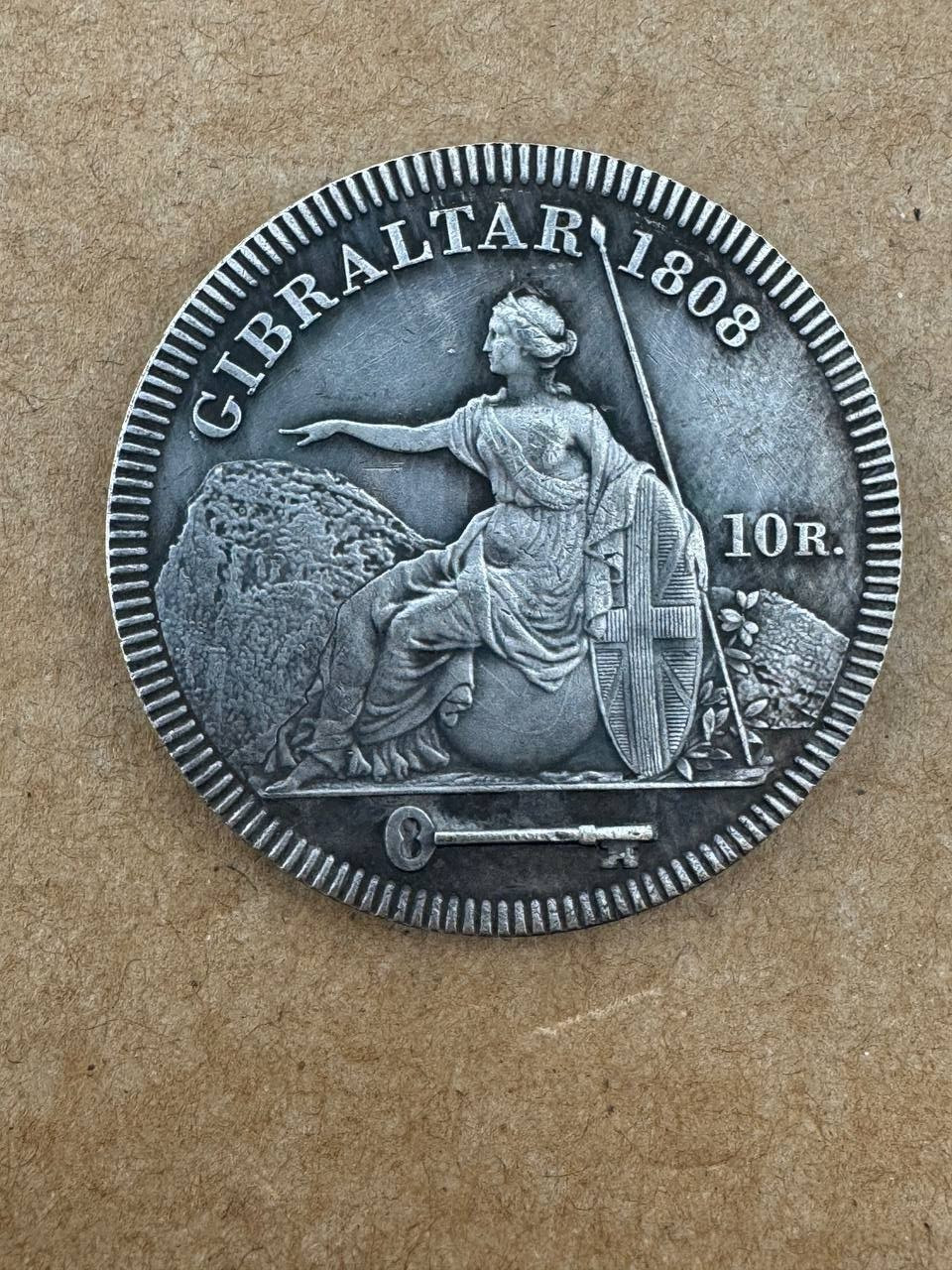Old British Colonial Coin 1808 Gibraltar 10 Reales Old British Colonial Coin 1808 Gibraltar 10 Reales