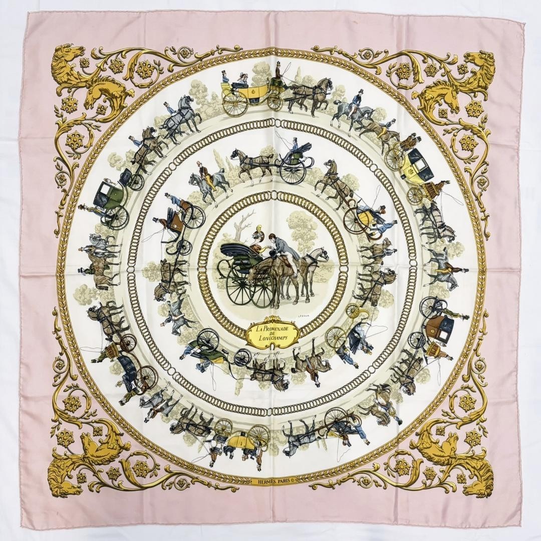 Hermes Carre 90 La Promenade de Longchamps by P. Ledoux Silk Scarf