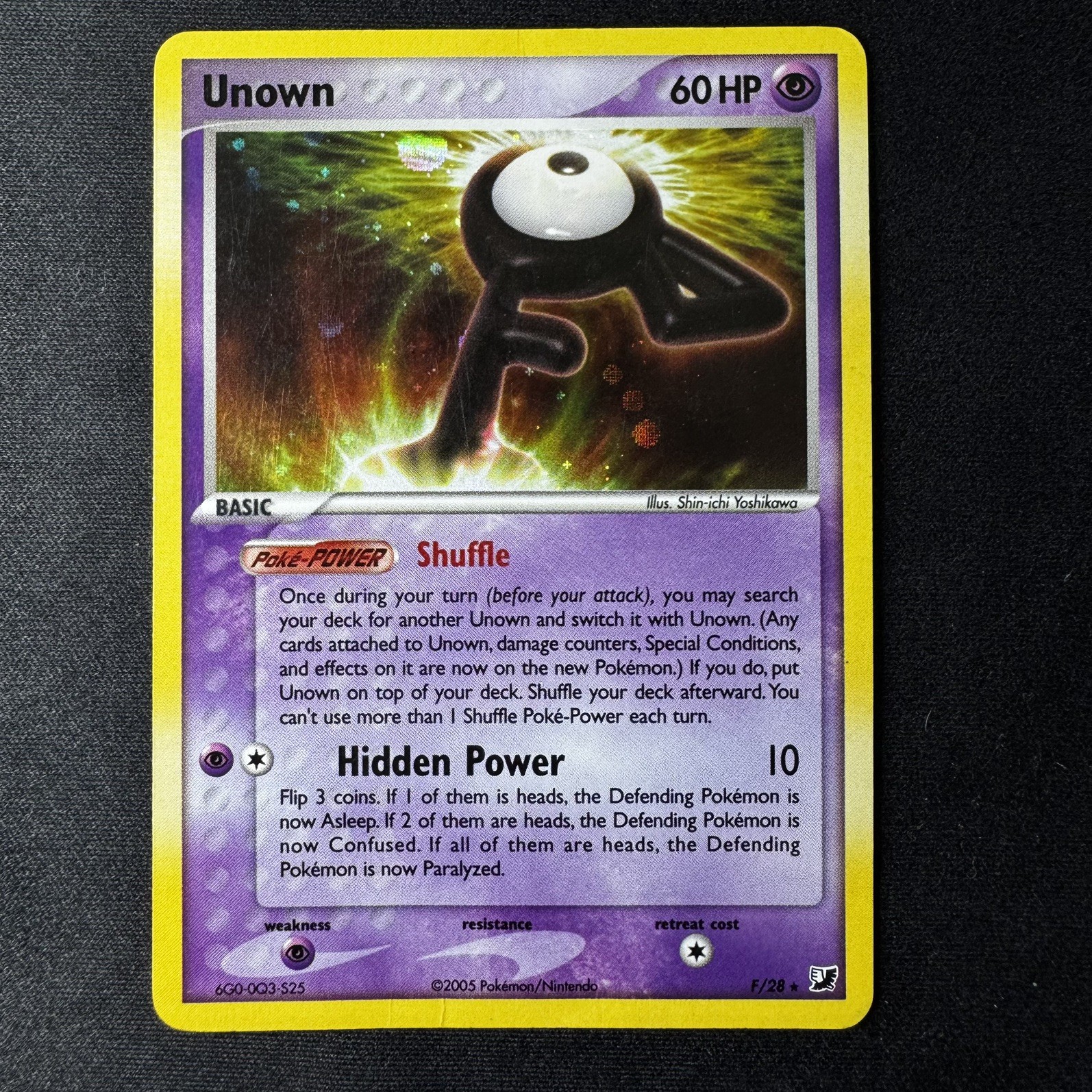 Unown (F) F/28 Holo Rare 2005 EX Unseen Forces Pokemon Card Unown (F) F/28 Holo Rare 2005 EX Unseen Forces Pokemon Card