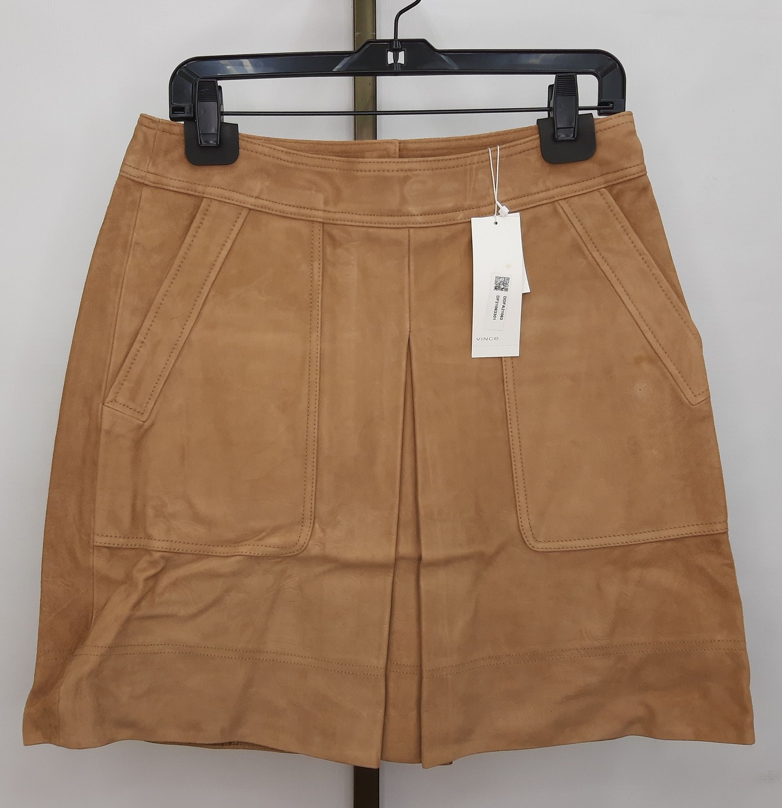 Vince 100% Goat Leather & Silk Inverted Pleat Mini Skirt V278930353 CHOOSE SIZE