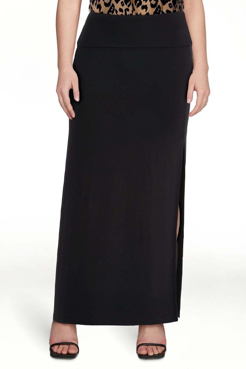 No Boundaries Womens Knit Foldover Slit Maxi Skirt 2X XXL (20) Black Soot