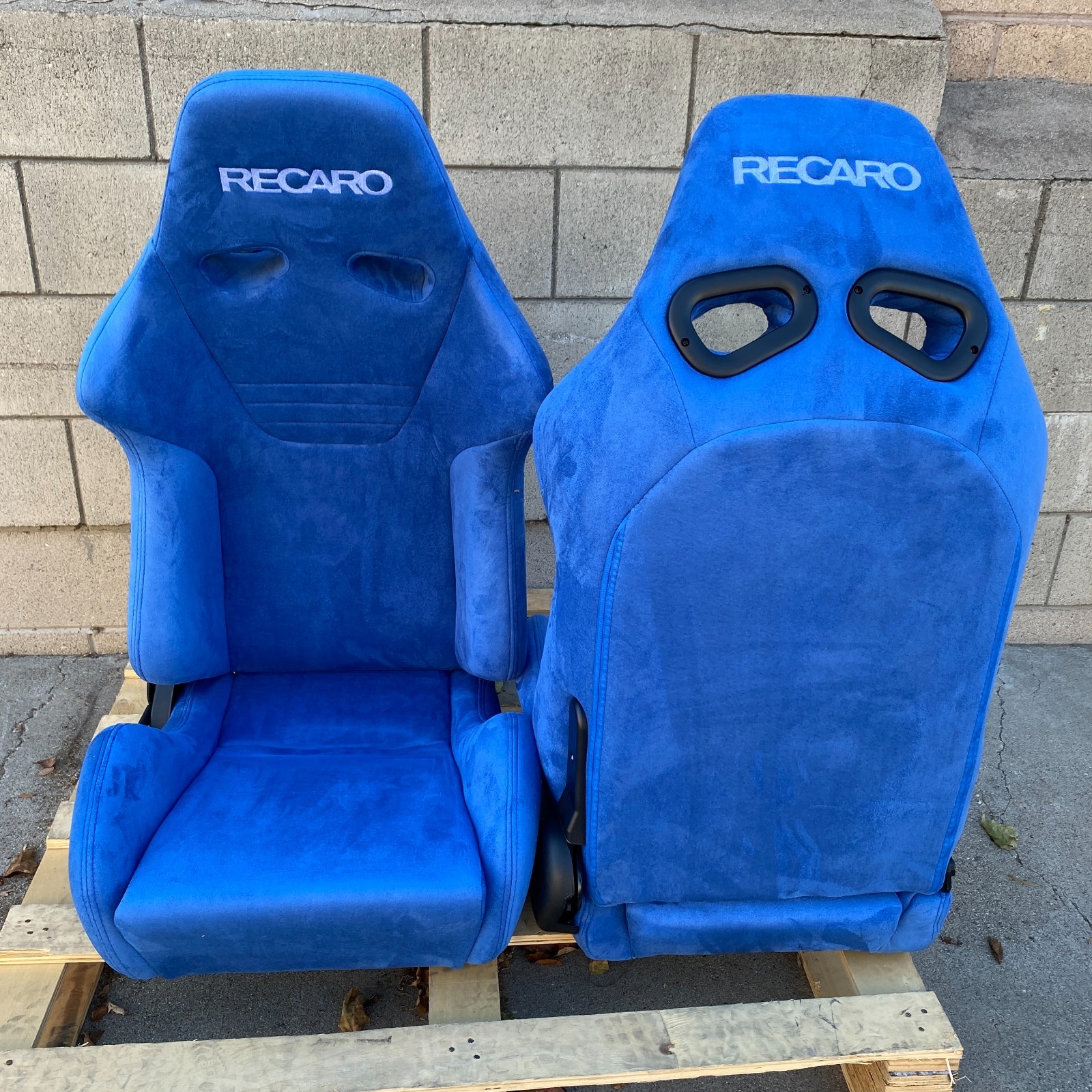 Pair Recaro Style Suede Blue Seats Reclinable 2 Pieces US Bucket Seats USA