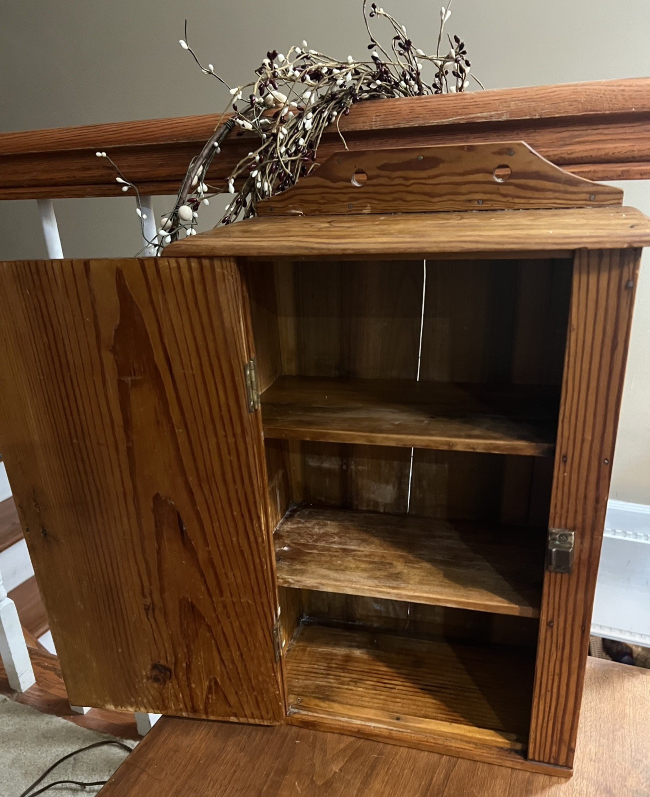 Antique Primitive Wooden Wall Cabinet Spice Storage Apothecary Style Cottage