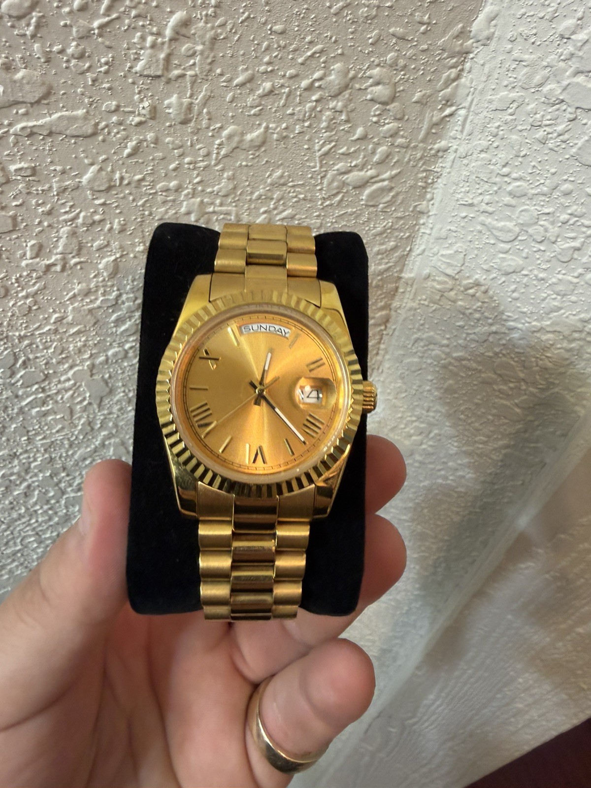 Custom 36mm Gold President Champagne Dial Style Mod Watch w/ 8285 Automatic