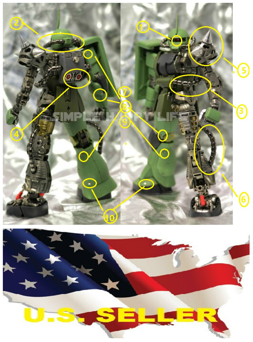 Metal Details up Part Set RED for 1/100 MG BANDAI MS-06J ZAKU II 2.0 ❶US Seller❶