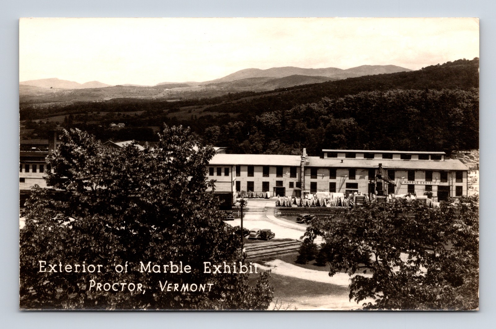 RPPC Marble Exhibit Museum Old Cars Proctor Vermont VT Real Photo Postcard