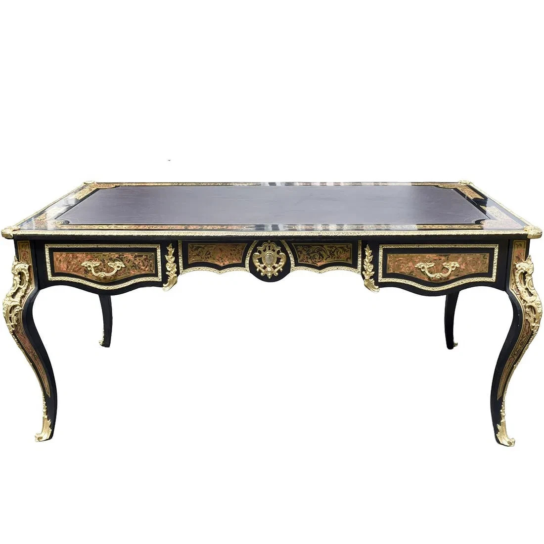 Antique Style French Large Boulle style Marquetry Desk