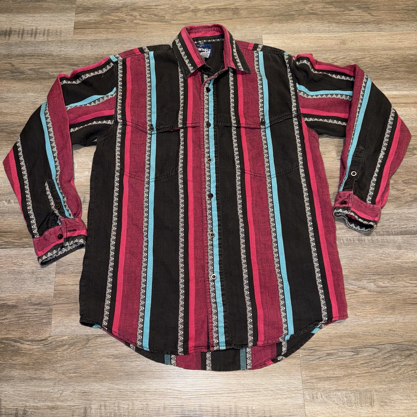 Vtg USA BrushPopper Wrangler Mens Long Sleeve Shirt Button Up M NOS