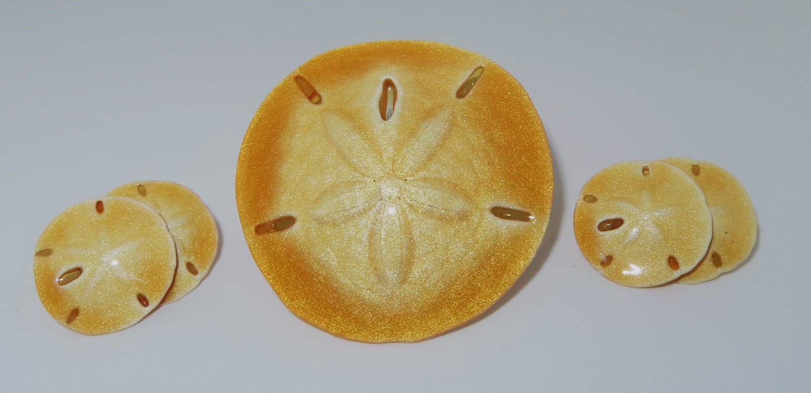 Vintage Sand Dollar Scarf Clip & Clip On Earrings Set Gold Shimmer Coastal Beach