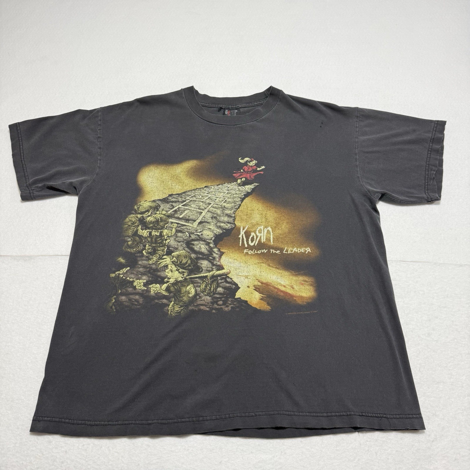 Vintage 1998 Korn Follow The Leader T-Shirt Giant Tag L 90s Nu Metal Band Tee