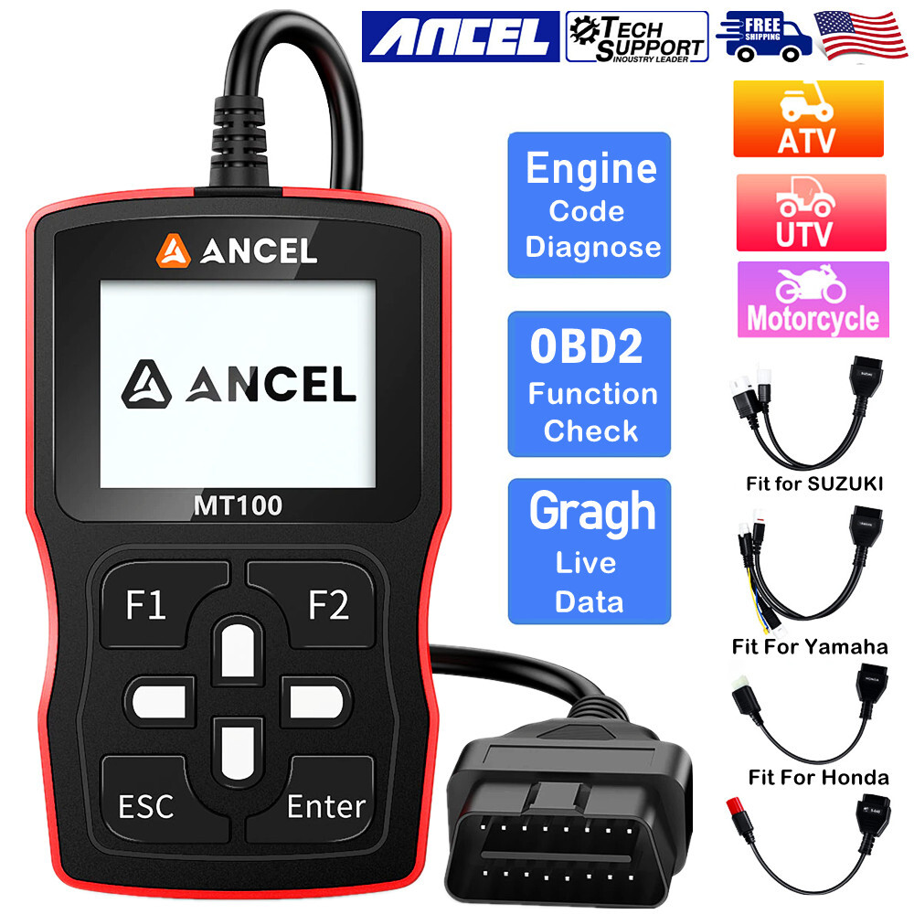 Motorcycle Scanner OBD2 Code Reader Scan Tool Diagnostic Engine ABS Fault Codes 