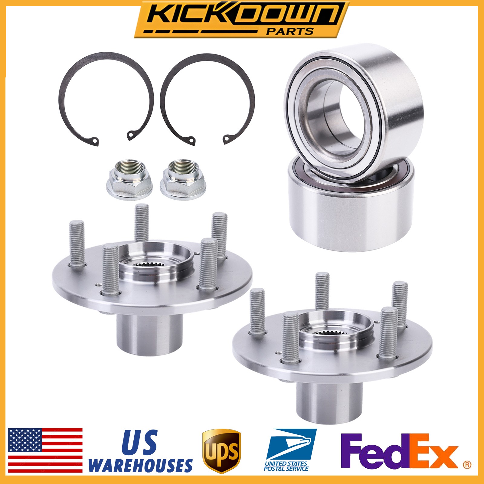 New Pair Front Wheel Hub & Bearing Assembly For 2012-2016 Honda CR-V AWD