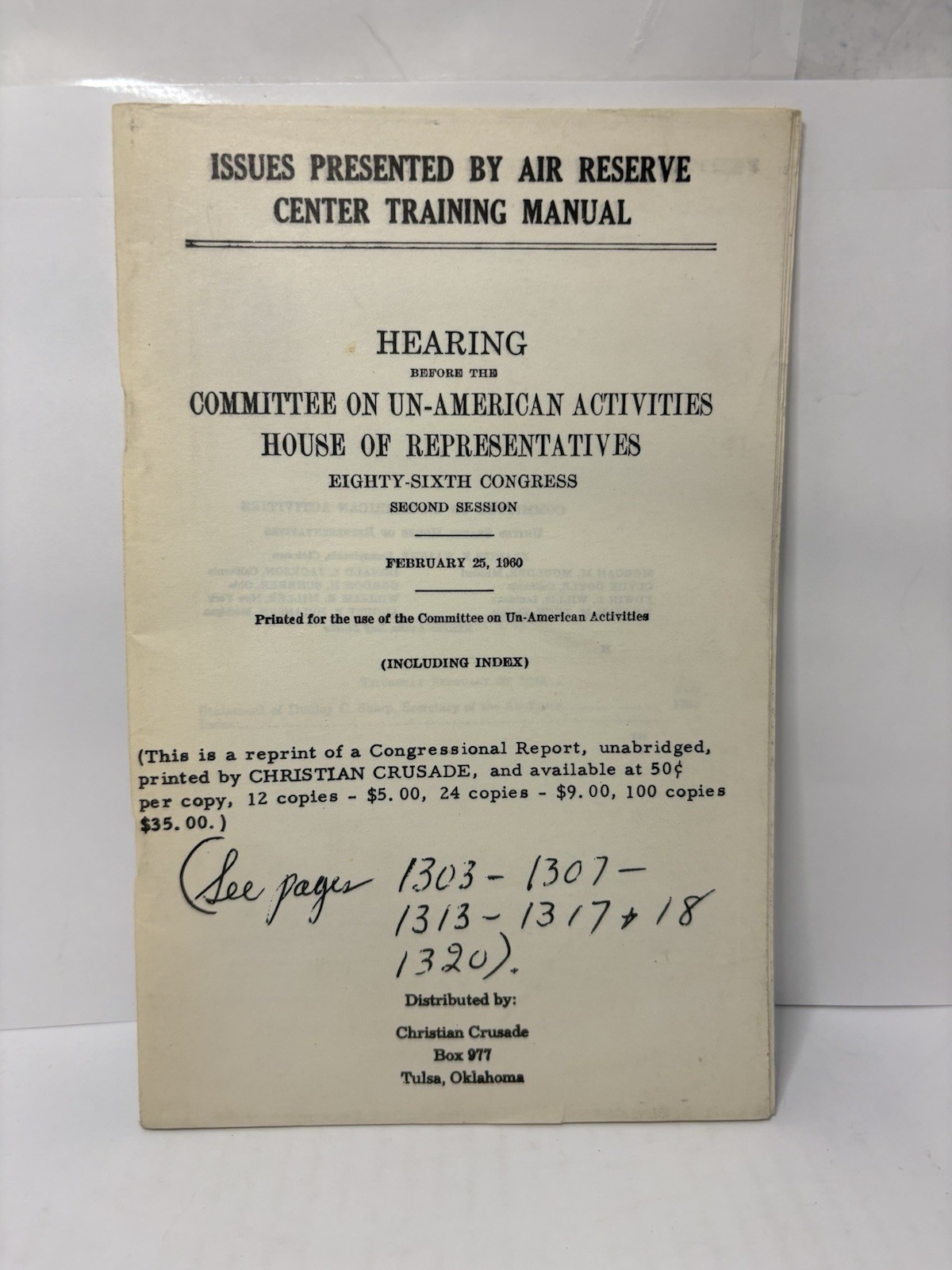 House Committee on Un-American Activities - Air Reserve Center Training 1960