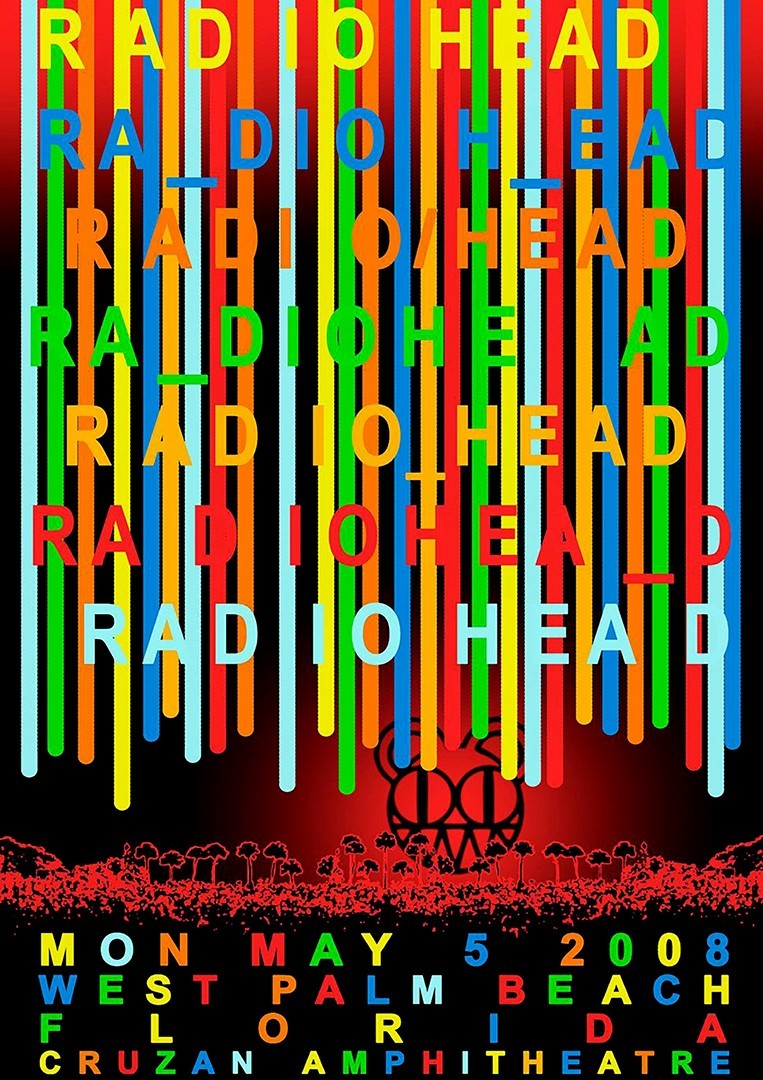 Radiohead 2008 West Palm Beach FL Cruzan Amphitheatre Concert Poster