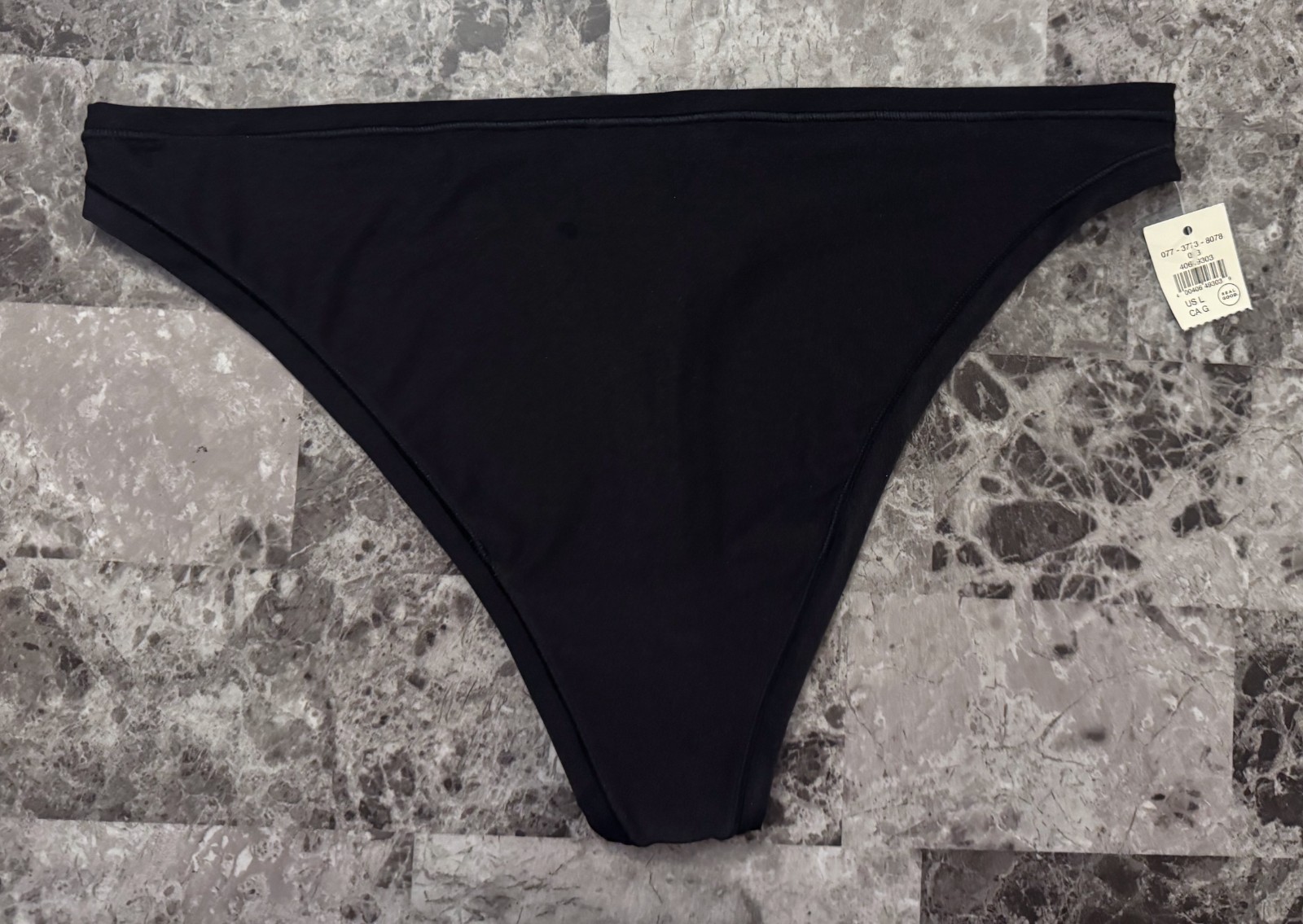 NWT AERIE AMERICAN EAGLE L BLACK SMOOTH THIN STRETCH NO SHOW RARE THONG PANTIES