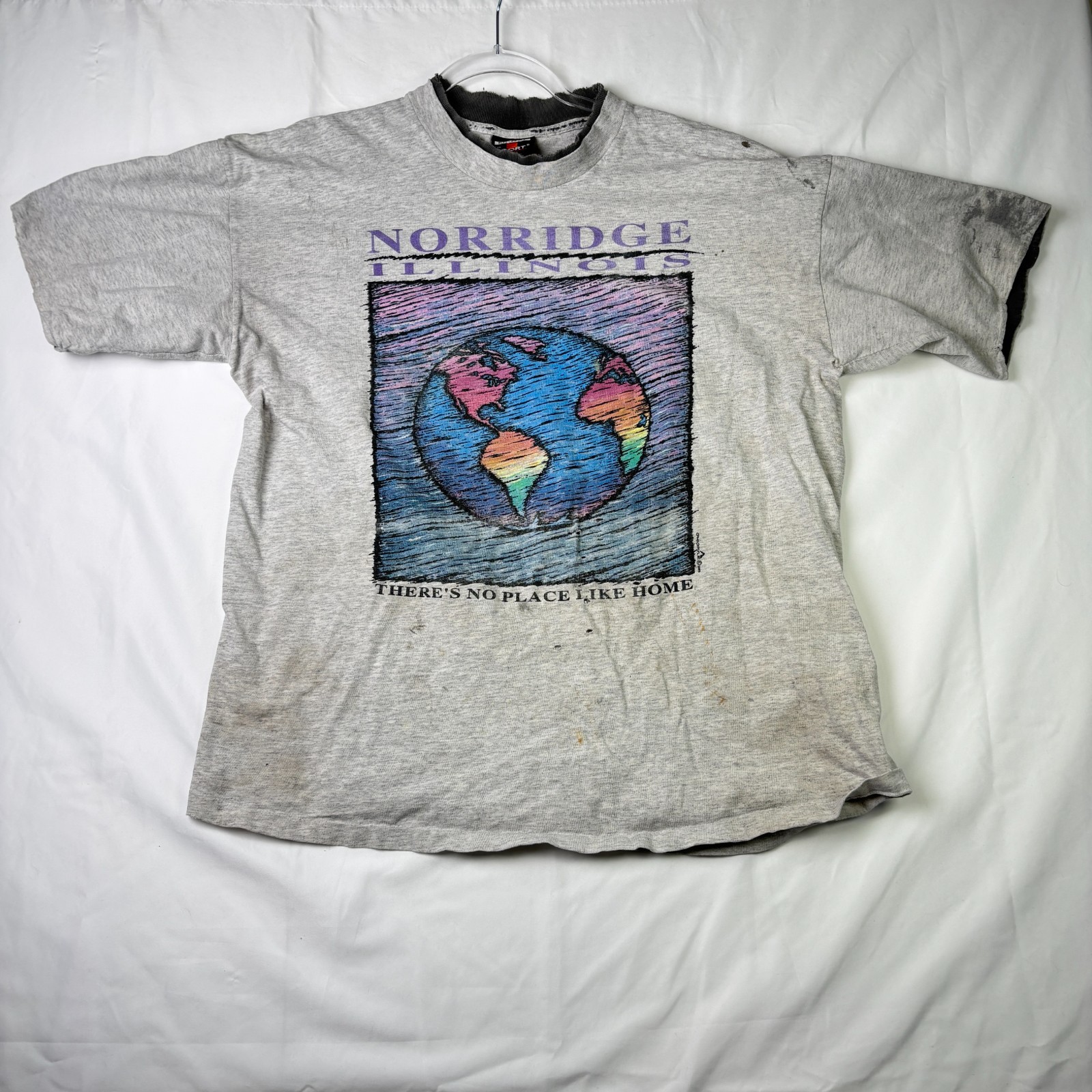 Vtg 90s Signal Sport Single Stitch Norridge IL Earth T Shirt XL Thrashed Grunge