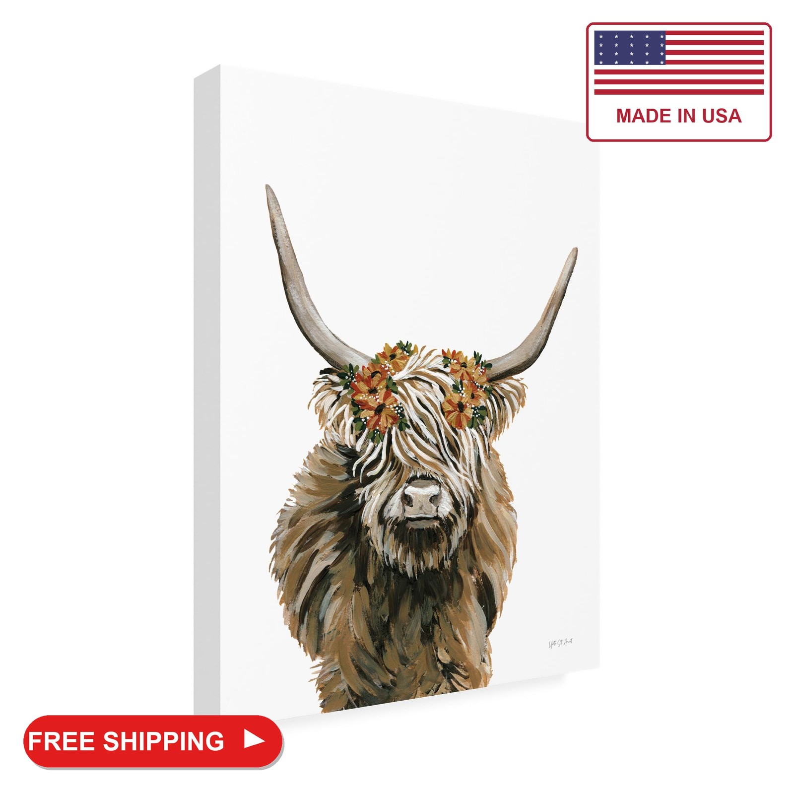 Trademark Fine Art Outdoor Canvas Art - Yvette St. Amant \'Harvest Cow Floral\' Wa Trademark Fine Art Outdoor Canvas Art - Yvette St. Amant \'Harvest Cow Floral\' Wa