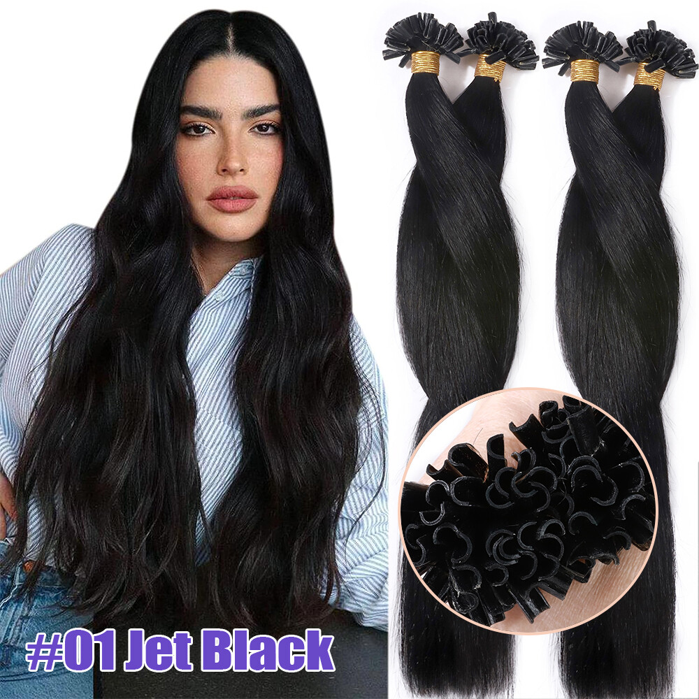 Keratin Fusion Nail U Tip Real Remy Human Hair Extensions 200S Pre Bonded U-Tips