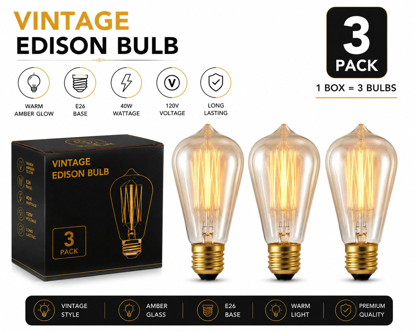 Vintage Edison Bulb ST64
