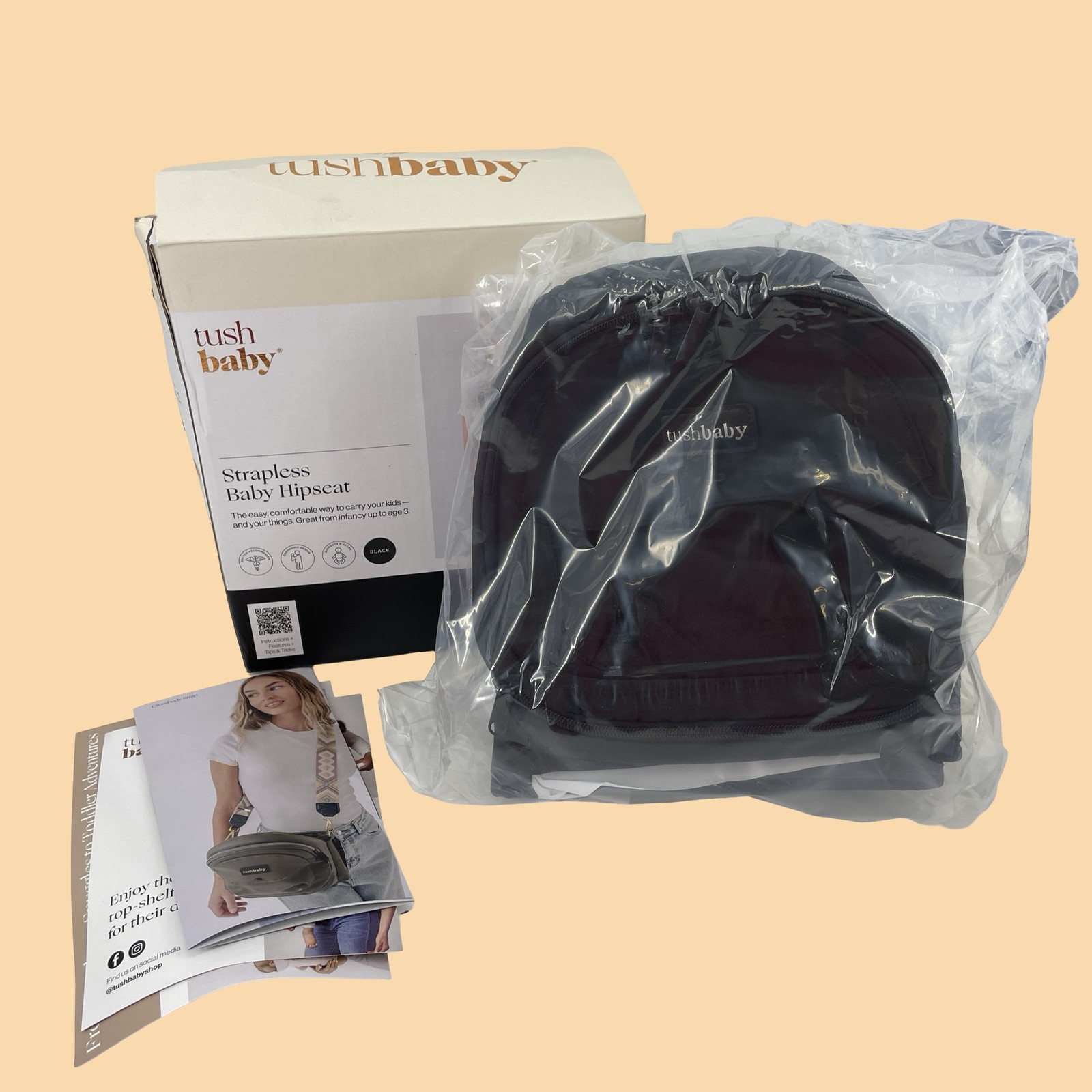 Tushbaby The Only Safety Hip Seat Strapless Baby Carrier - Black #DB5010