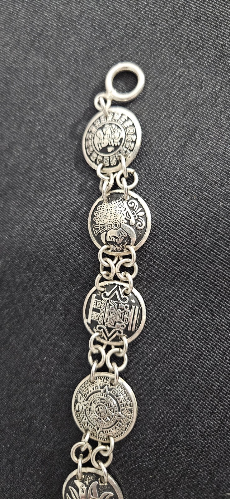 Vintage Sterling Silver 925 Mexico Mex Storyteller Linked Bracelet 7\ Vintage Sterling Silver 925 Mexico Mex Storyteller Linked Bracelet 7\
