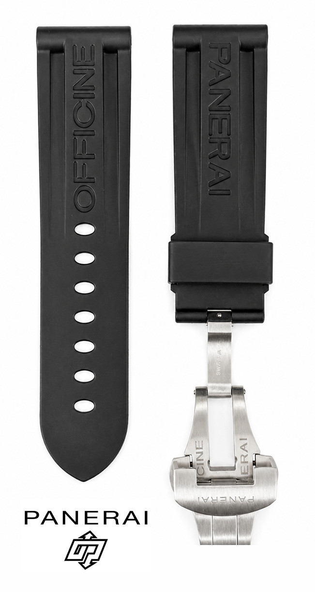 Panerai Watch 24/22mm Black Caoutchouc Rubber Dive Band Strap MX0011QQ