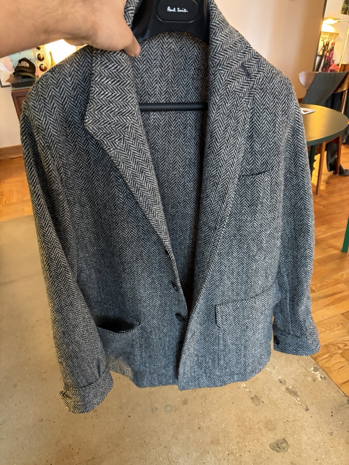 Justo Gimeno for BEIGE Harris Tweed Wool Herringbone Blazer 48