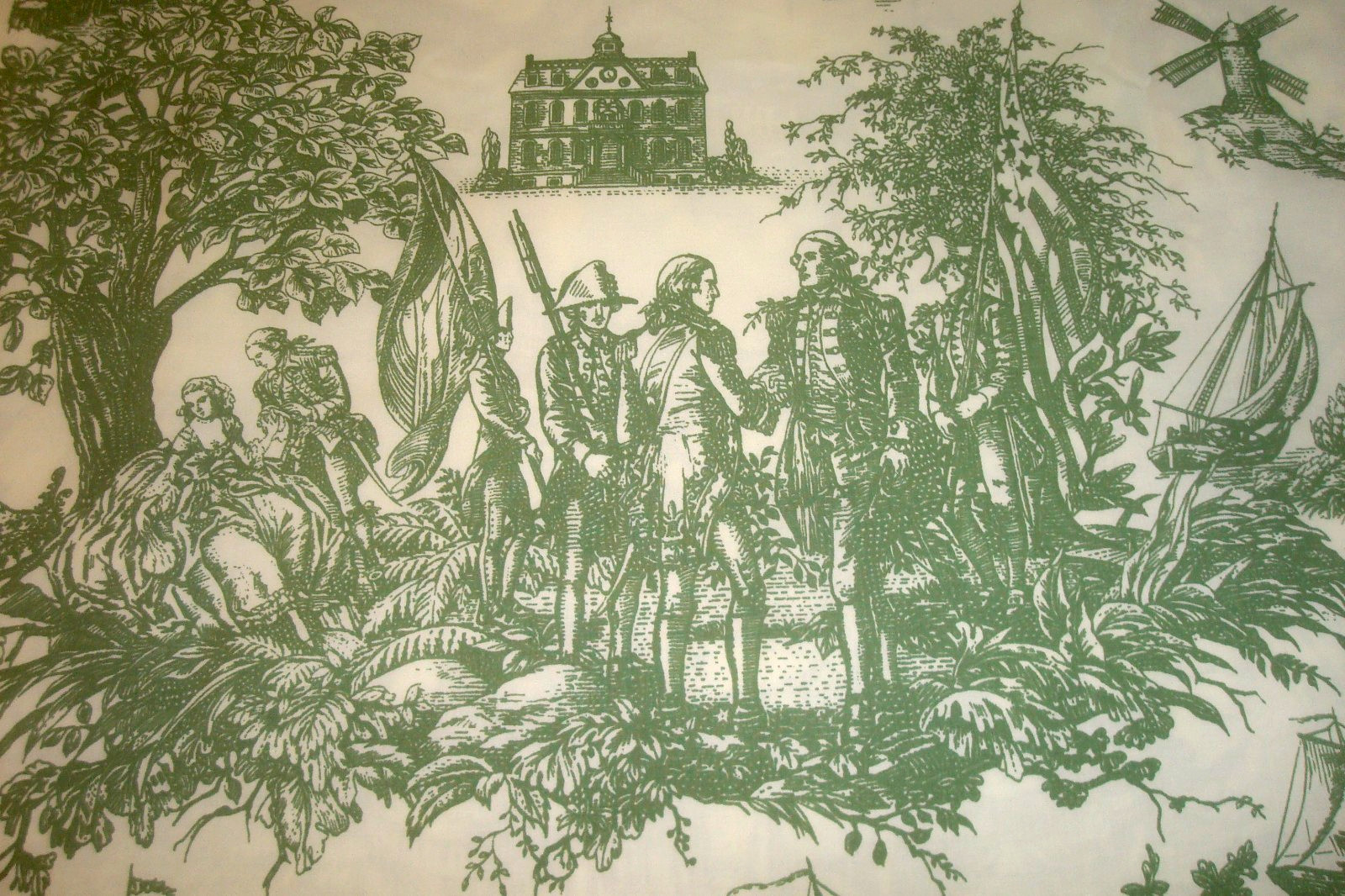 7.8 yds Schumacher Fabric Newport Toile Scenic Upholstery Pillows 35\