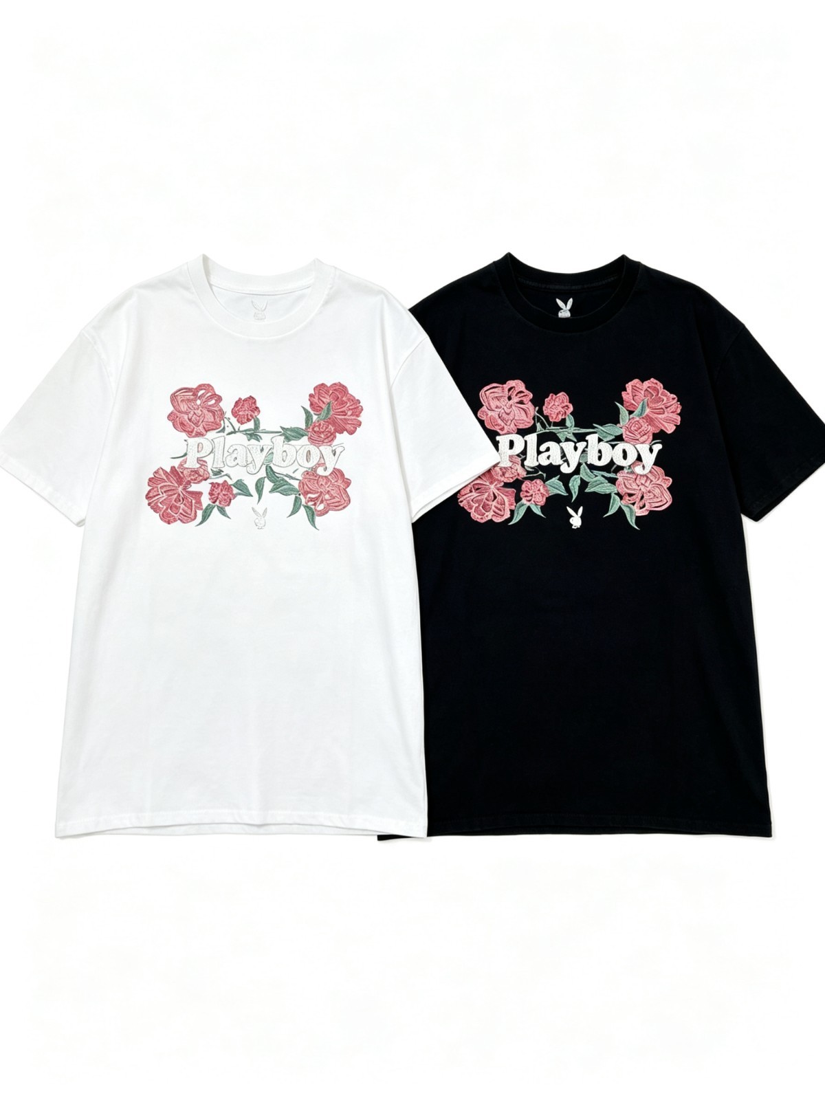 Playboy Floral Rose Bunny Logo Vintage Casual T-Shirt SIZE S-5XL