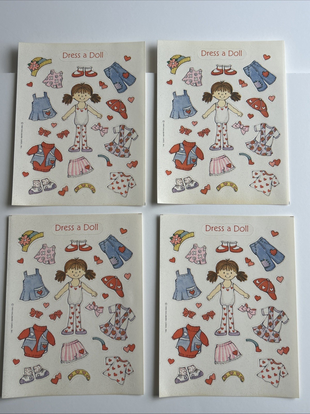 Vintage 1993 Hallmark Dress A Doll Stickers Red Haired Girl 4 Sheets NOS Sealed Vintage 1993 Hallmark Dress A Doll Stickers Red Haired Girl 4 Sheets NOS Sealed