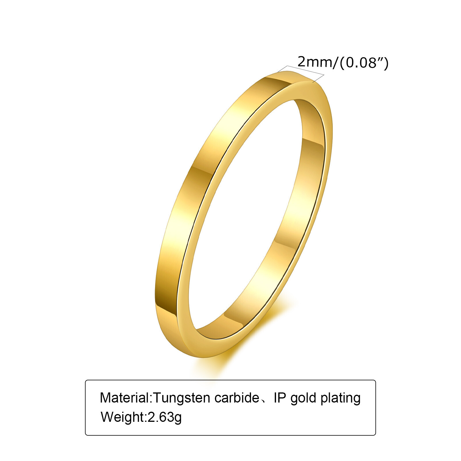 2/4/6/8mm Tungsten Carbide Band Mens Women's Gold Plating Wedding Ring Size 5-12