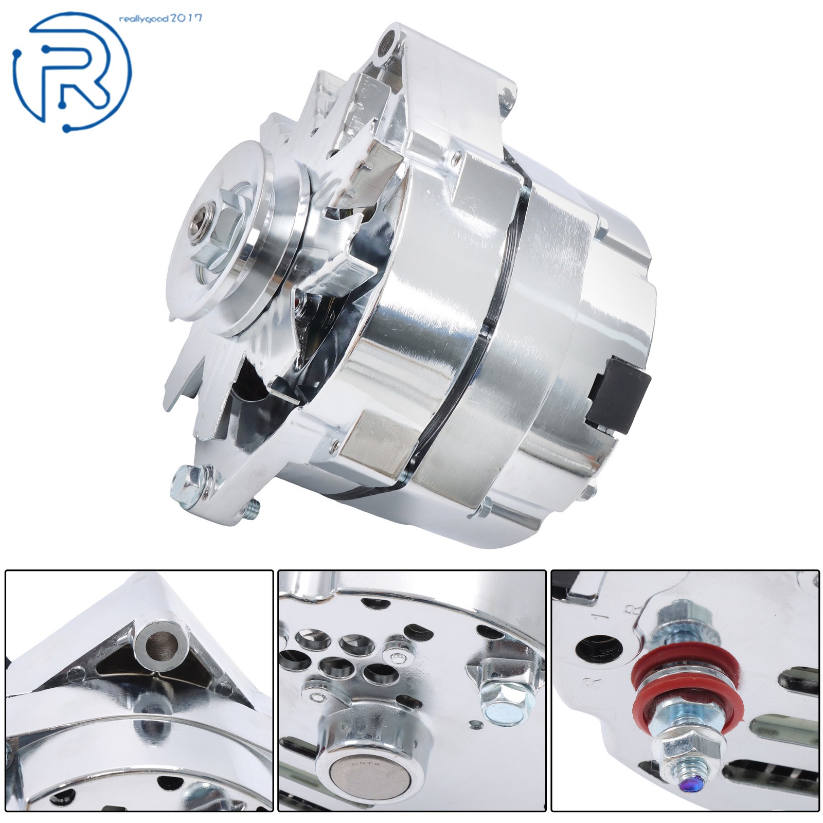 For 110Amp Chrome 1 Wire Self Exciting Street Rod GM 305 350 BBC SBC Alternator