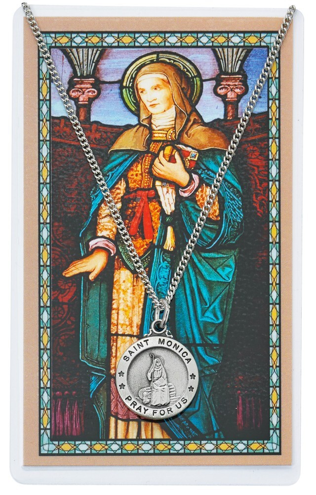 St. Monica Medal Necklace with a Laminated Prayer Card St. Monica Medal Necklace with a Laminated Prayer Card