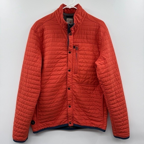 Relwen Windzip Jacket Men\'s Medium orange Quilted Insulated Huckberry Snap Front