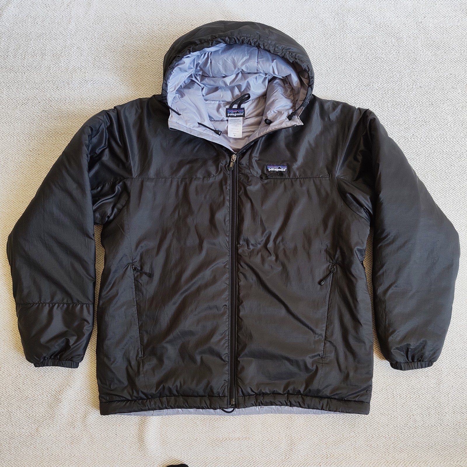 Retro Patagonia Black Micro Puff Insulated Hooded Jacket Mens M Style #83973