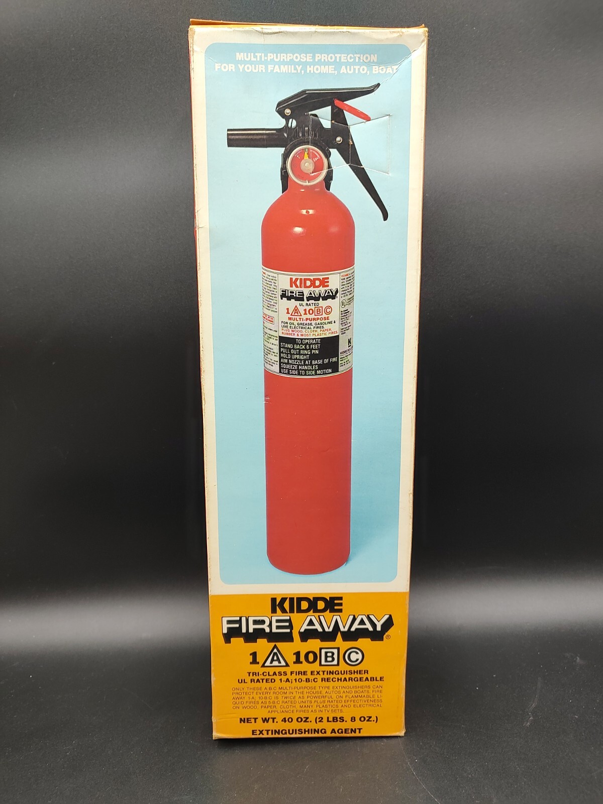 SEALED - VINTAGE KIDDE FIRE AWAY 897202 MULTI-PURPOSE FIRE EXTINGUISHER 1A10BC SEALED - VINTAGE KIDDE FIRE AWAY 897202 MULTI-PURPOSE FIRE EXTINGUISHER 1A10BC