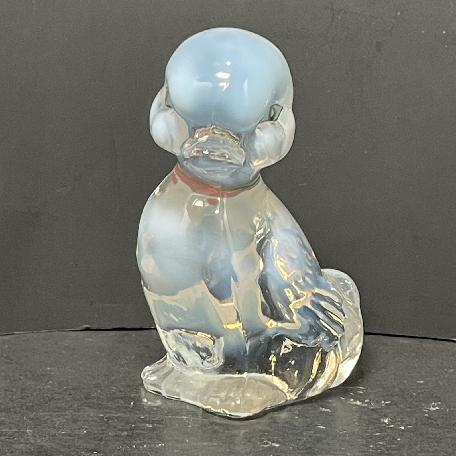 Fenton Opalescent Glass Duck Hand Painted Signed Bev C./ BWC Vintage Strawberry