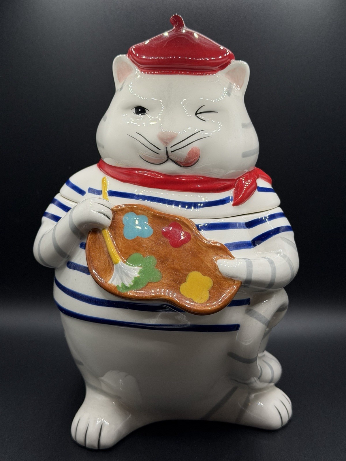 Artistic Cat Cookie Jar Rare Find Tracy Flickinger Certified International