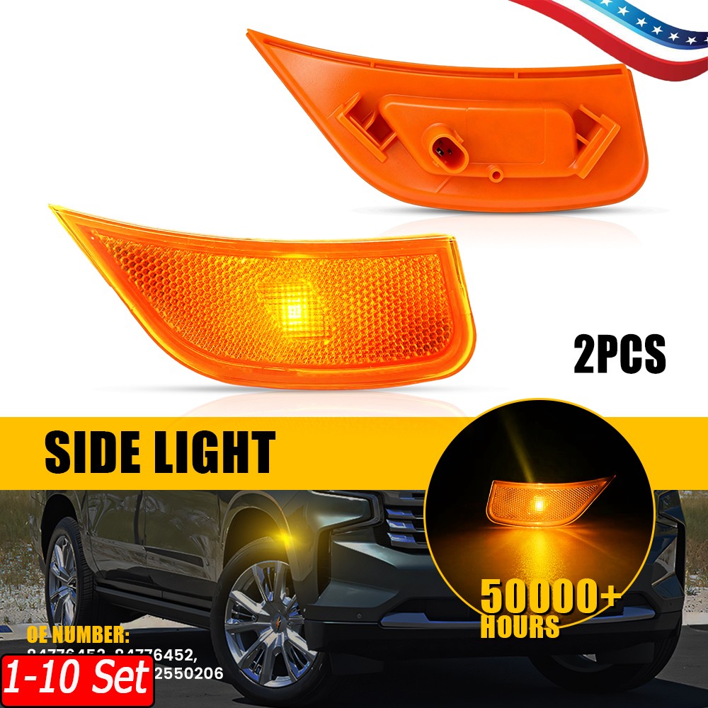 1-10xFront Bumper LED Side Marker Light For Cadillac Escalade/Escalade ESV 21-23