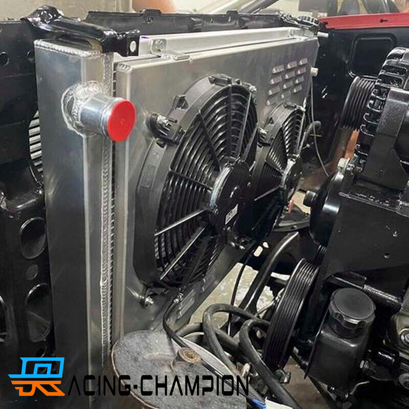 4-Row Radiator + Fans For 1973-87 Chevy Truck 1973-1991 Blazer 19 x 28-1/4