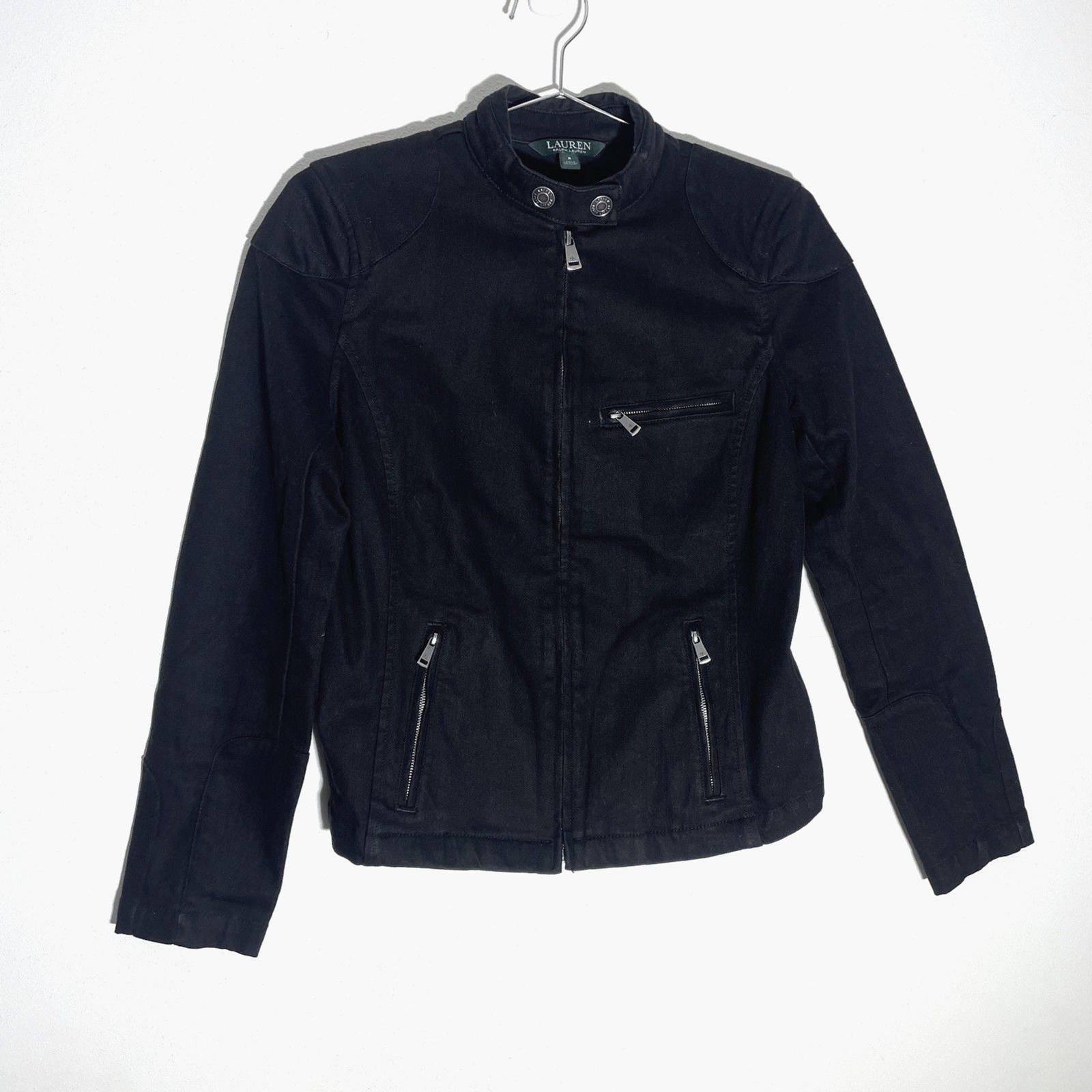 Lauren by Ralph Lauren Vintage Moto Style Small Black Jacket