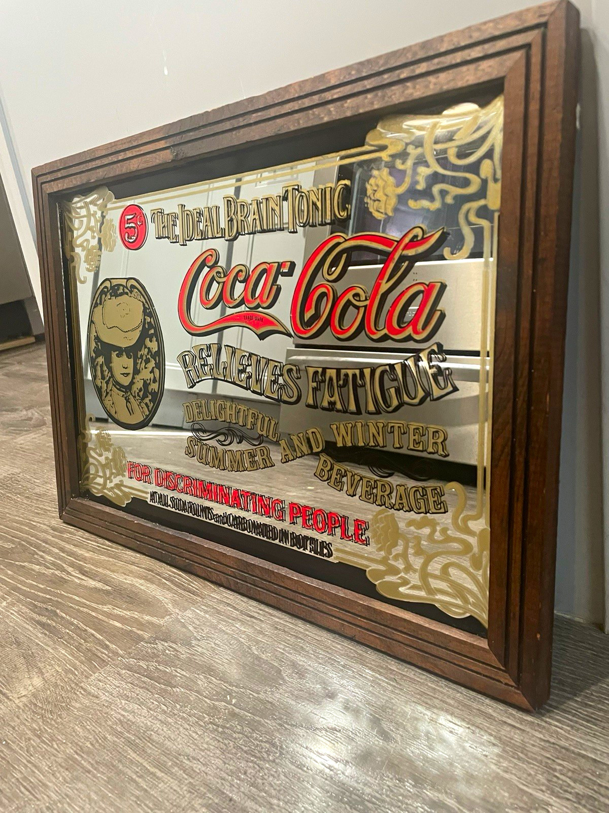 Coca-Cola Framed Advertising Mirror Relieves Fatigue -Super RARE vintage Coca-Cola Framed Advertising Mirror Relieves Fatigue -Super RARE vintage