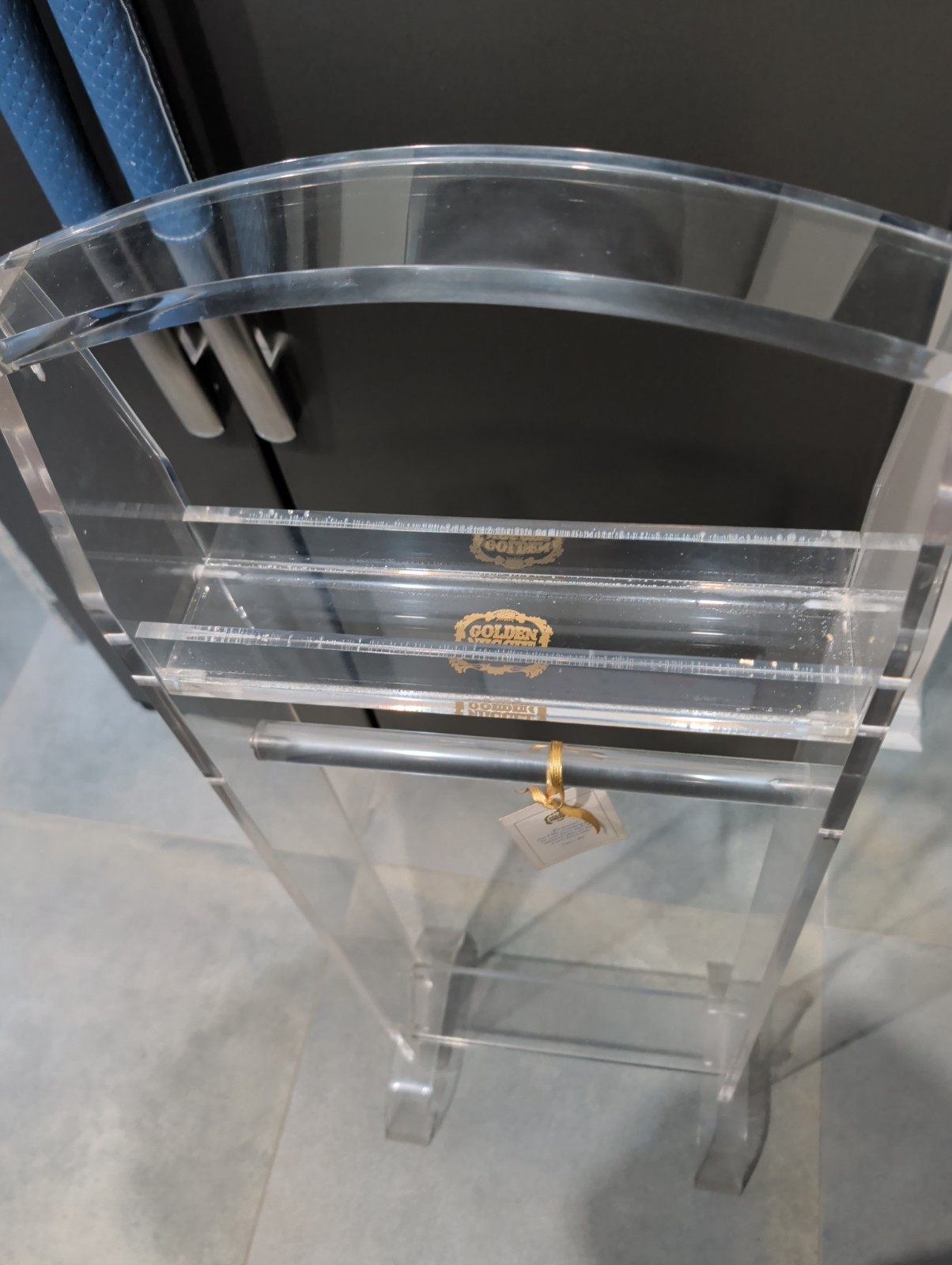 Charles Hollis Jones Style Mid-Century Modern Lucite Coat Rack,Valet Stand GOLDE Charles Hollis Jones Style Mid-Century Modern Lucite Coat Rack,Valet Stand GOLDE
