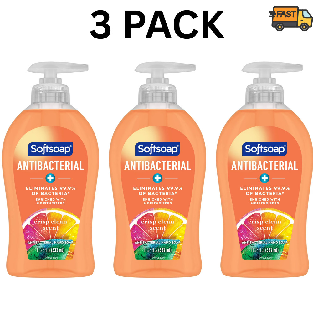 Softsoap Antibacterial Hand Soap Crisp Clean 11.25 oz Bottles Pack of 3