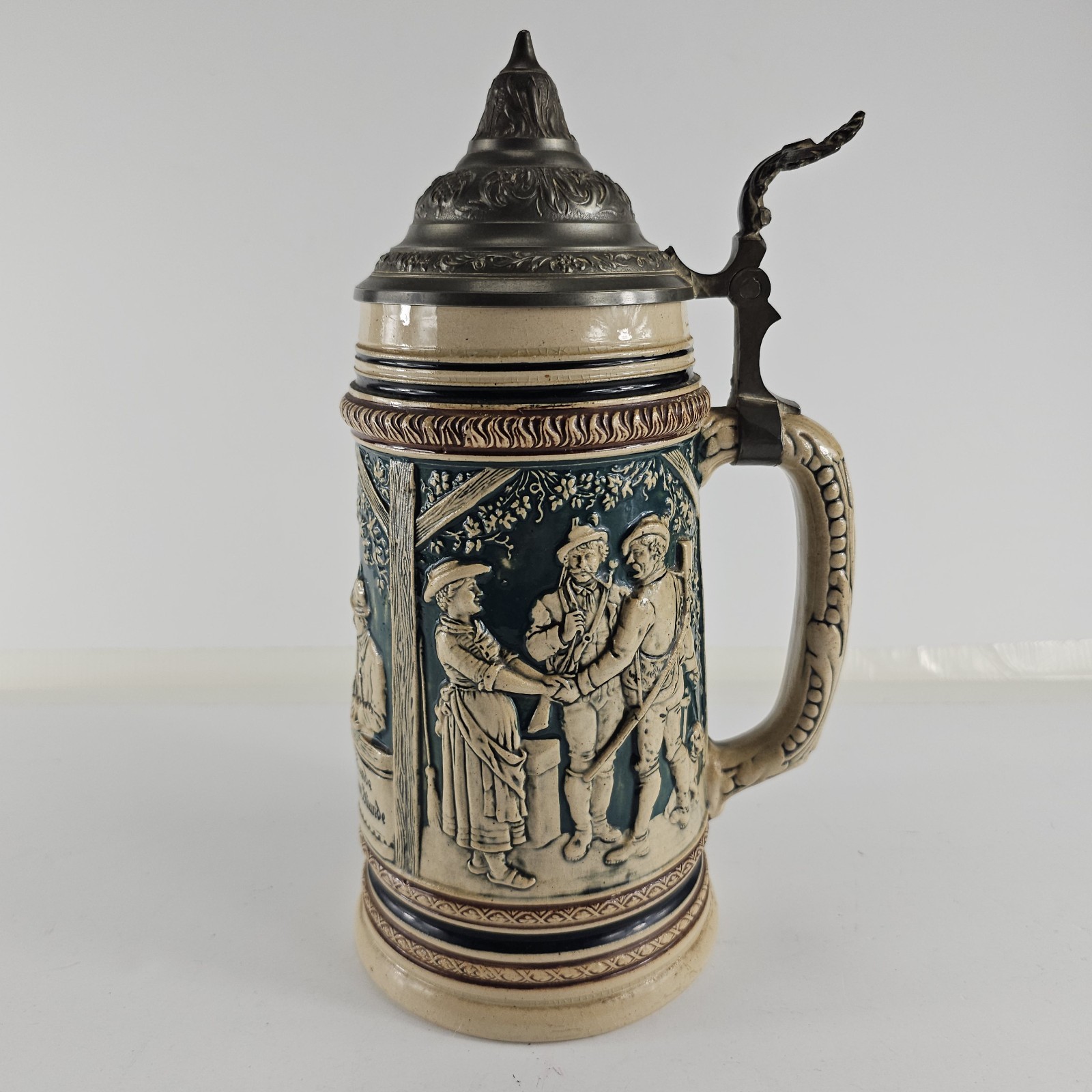 Antique c1900 Dumler & Breiden 406 Defregger 0.5L German Beer Stein Pewter Lid