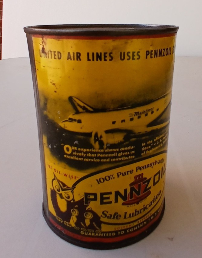 Vintage Pennzoil metal can/United Airlines DC3 Empty Vintage Pennzoil metal can/United Airlines DC3 Empty