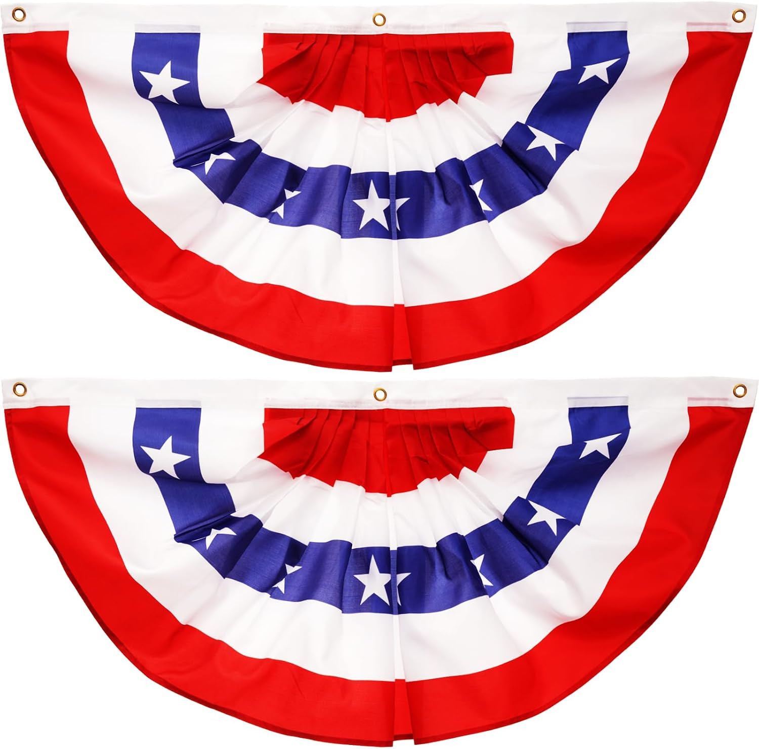 3X6 FT American Pleated Fan Flag - 2 Pack | Durable Polyester 210D USA Bunting F 3X6 FT American Pleated Fan Flag - 2 Pack | Durable Polyester 210D USA Bunting F